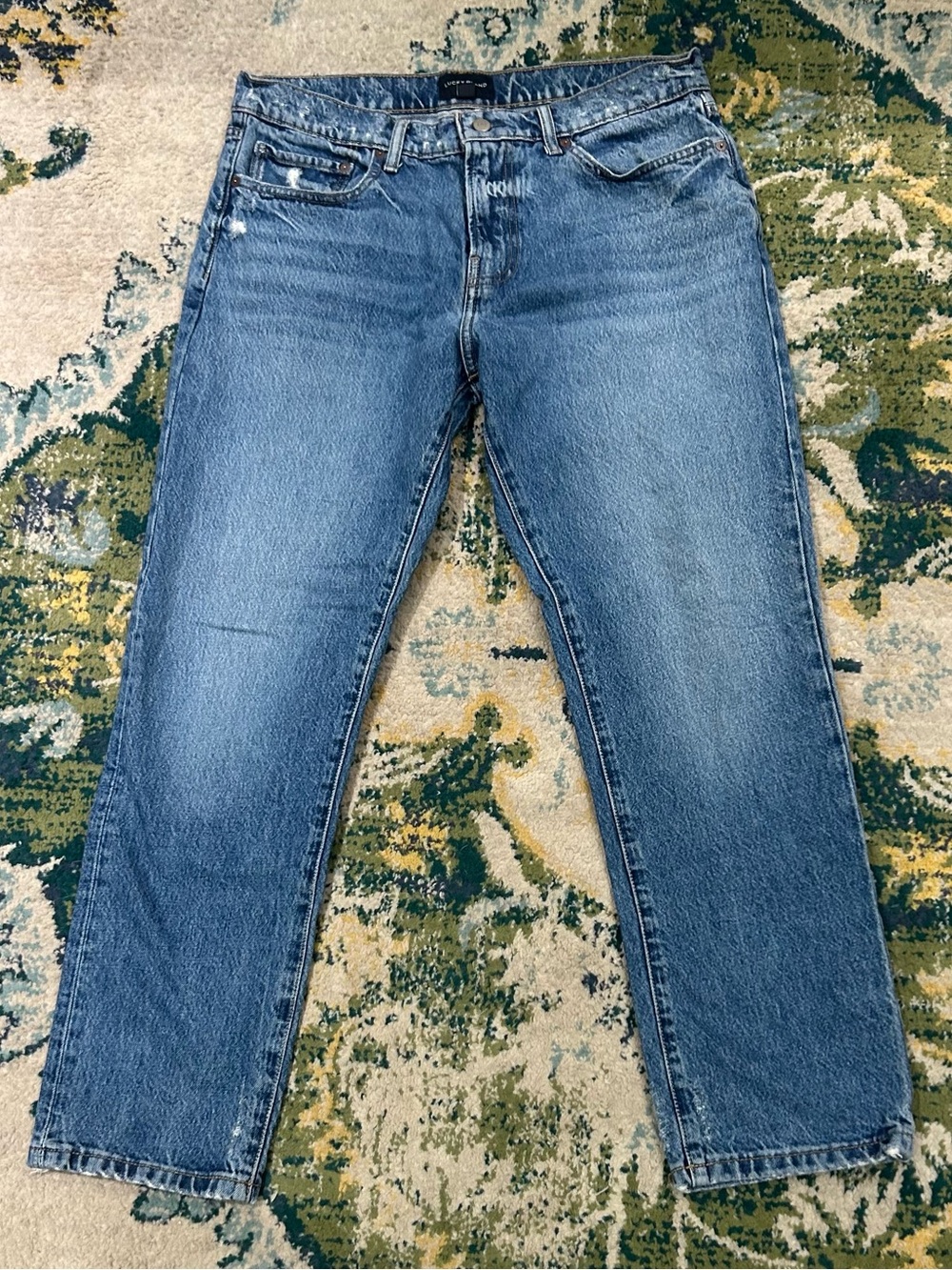 NEW Lucky Brand 223 Straight leg distressed jeans men size 34x30